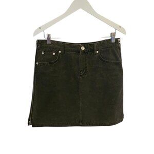 French Connection Zip-Up Black Denim Mini Skirt W/Side Zipper & Pockets Size 10